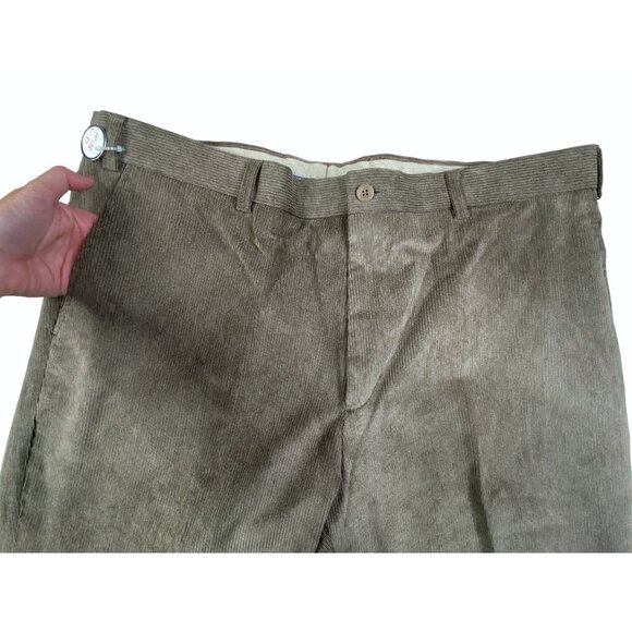 Linea Naturale Mens 38x37 Flat Front Corduroy Pants Brown Raw Hem - Picture 2 of 10